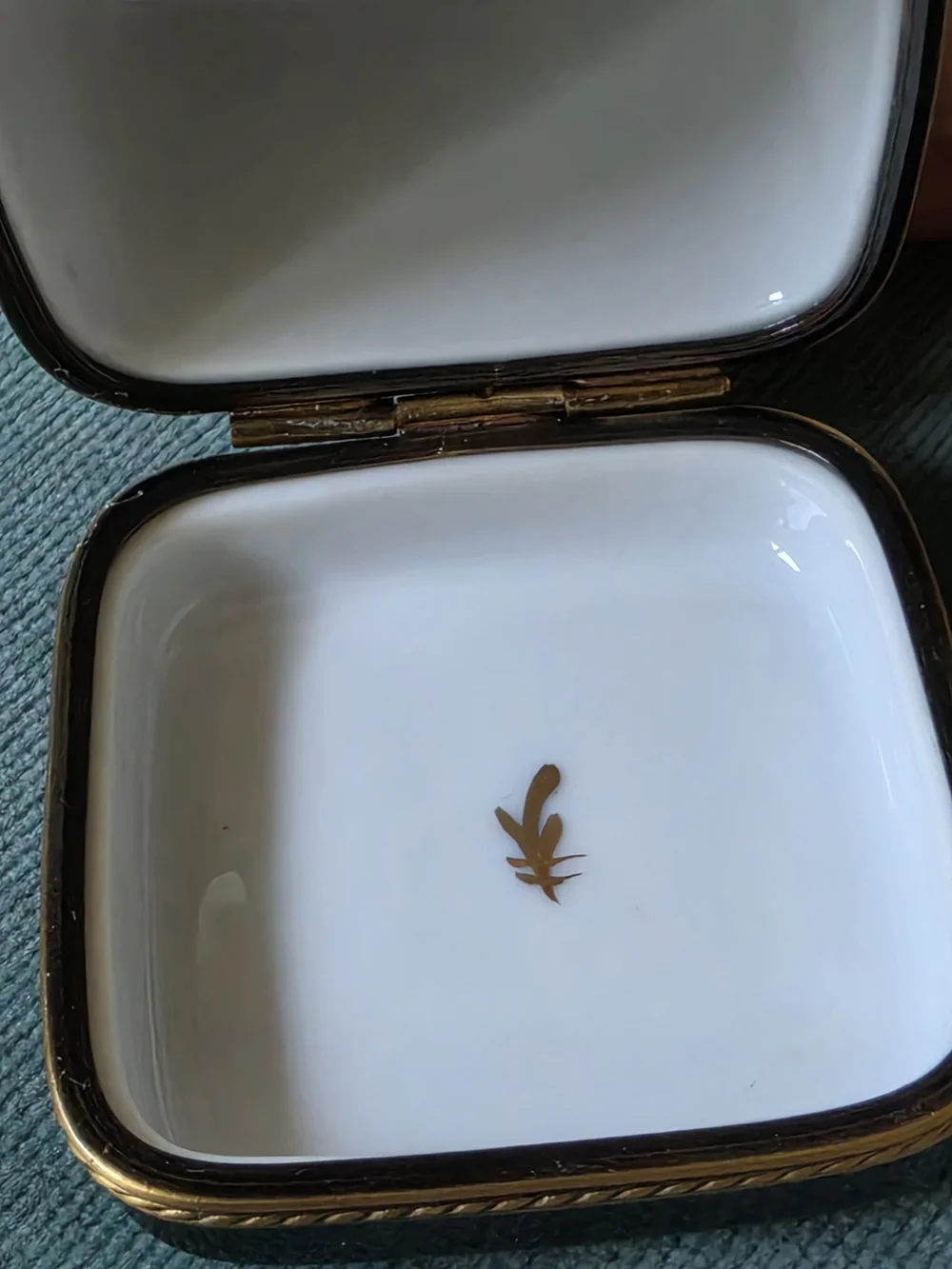 Limoges France Hand-Painted Porcelain Black and Gold Typewriter Trinket Box
